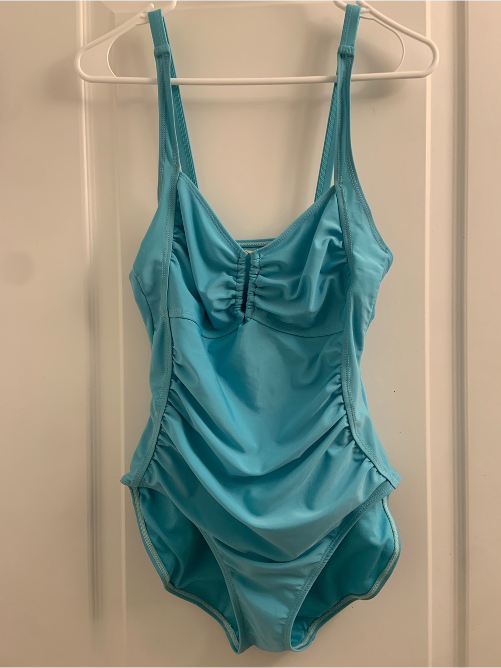 Ruched One-Piece Swimsuit in Aqua Blue
